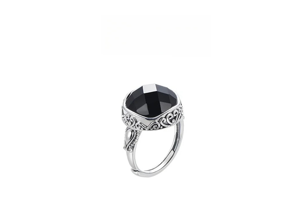 The Night's Court S925 Sterling Silver Ring Ancient Totem Rhombus Agate