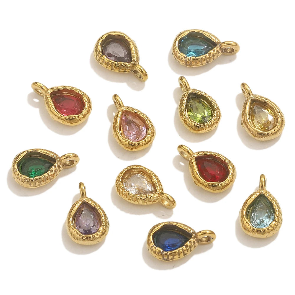 5pcs Stainless Steel Drop Crystal Charms For Jewellery Making DIY Earrings Bracelet