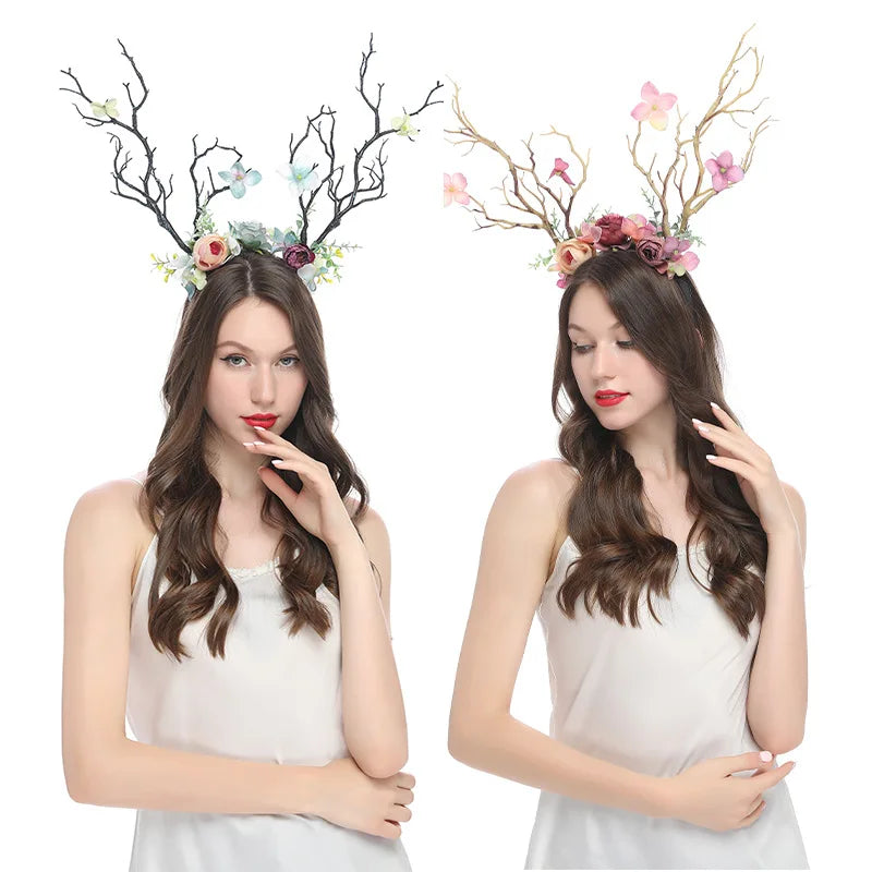 Midsummer Night Deer Antlers Tree Branch Headband