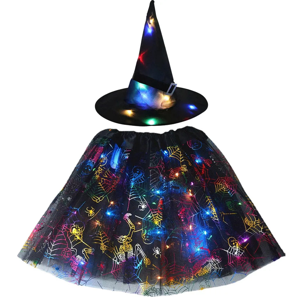 LED Witch Stars Tutu Skirt Glow Party Costumes Halloween