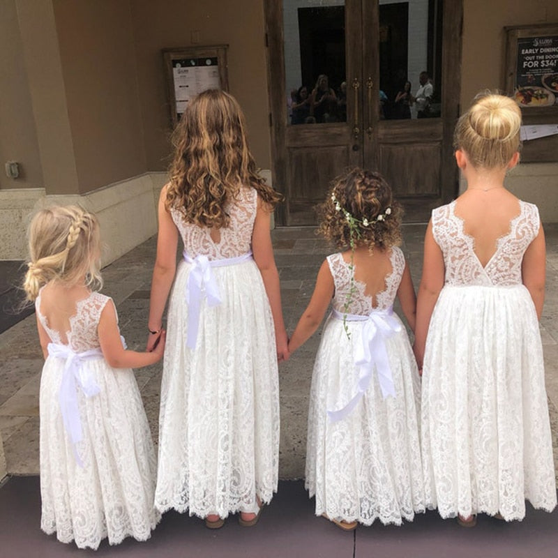 Girls Lace Bohemian Long Photoshoot Dresses