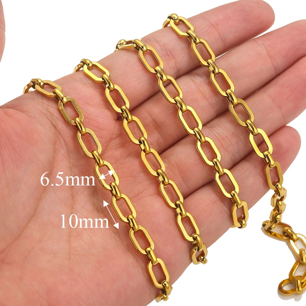 1meter PVD Gold Plated Stainless Steel Thick Large Heavy Chains Necklace Bracelet DIY Jewellery Making Finding