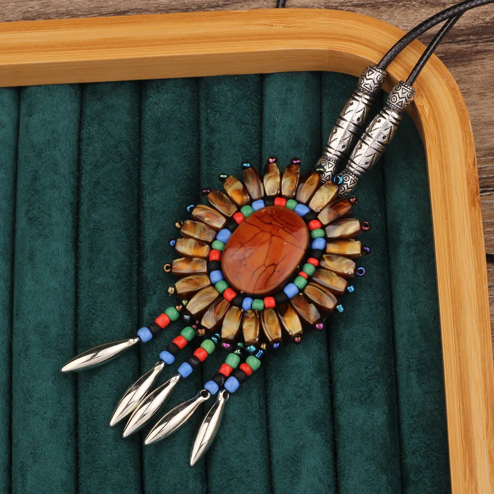 Handmade Beaded Leather Boho Necklaces
