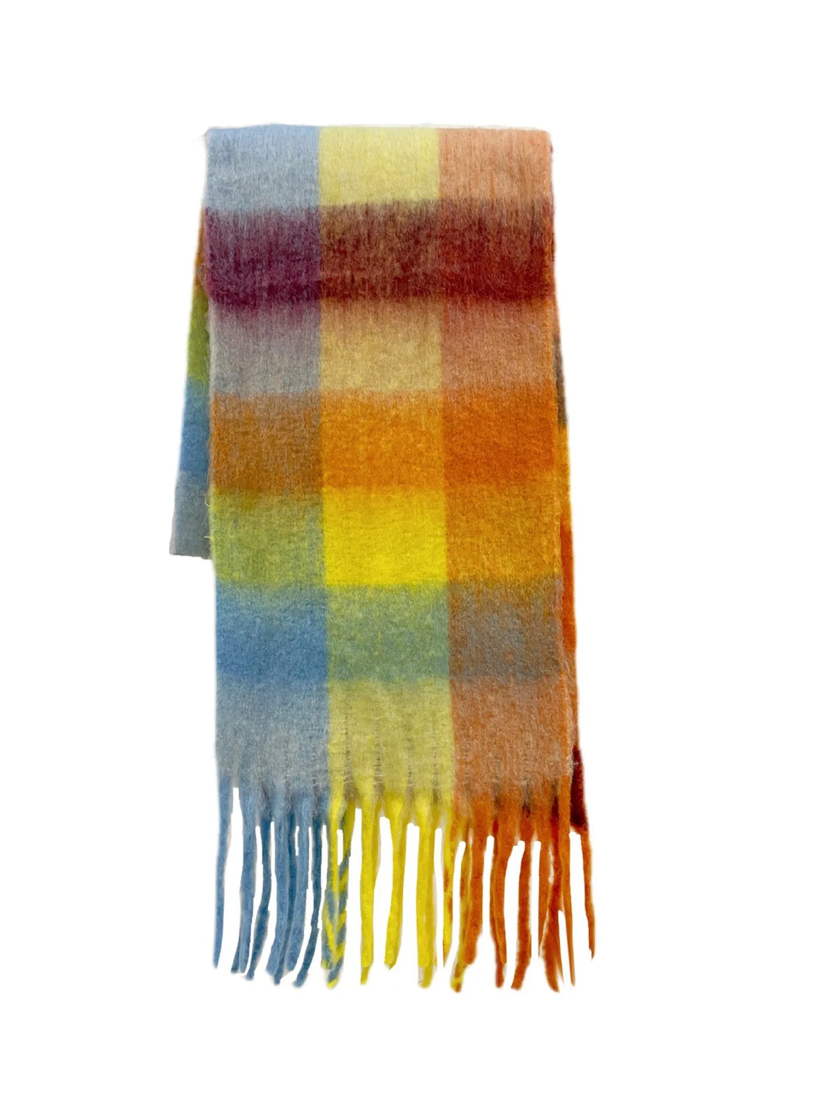 Colour Blocks Autumn Winter Plaid Scarves Imitation Cashmere Mohair