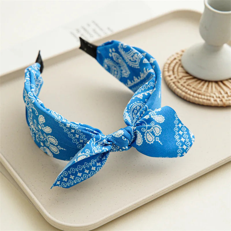 Paisley Bandana Top Knot Bow Headbands