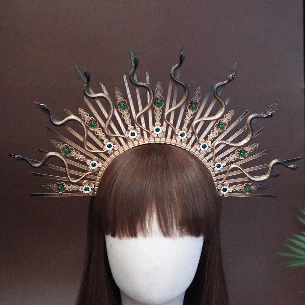 Medusa Crystal Snake Halo Crown Cosplay Hairband Goddess Hair Jewellery