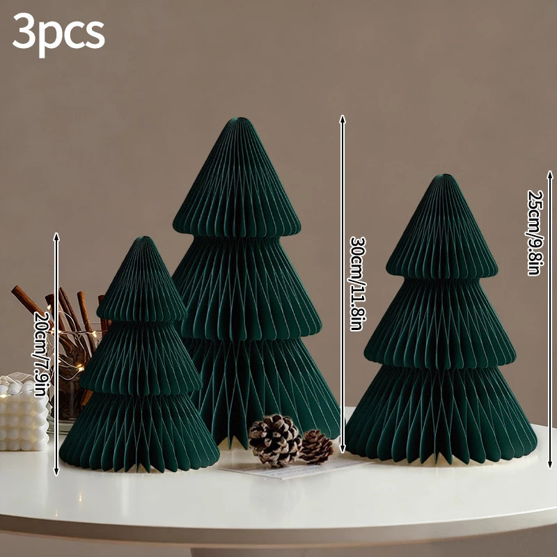 Christmas Paper Honeycomb Decorations Ball Folding Christmas Tree Table 3D Ornaments