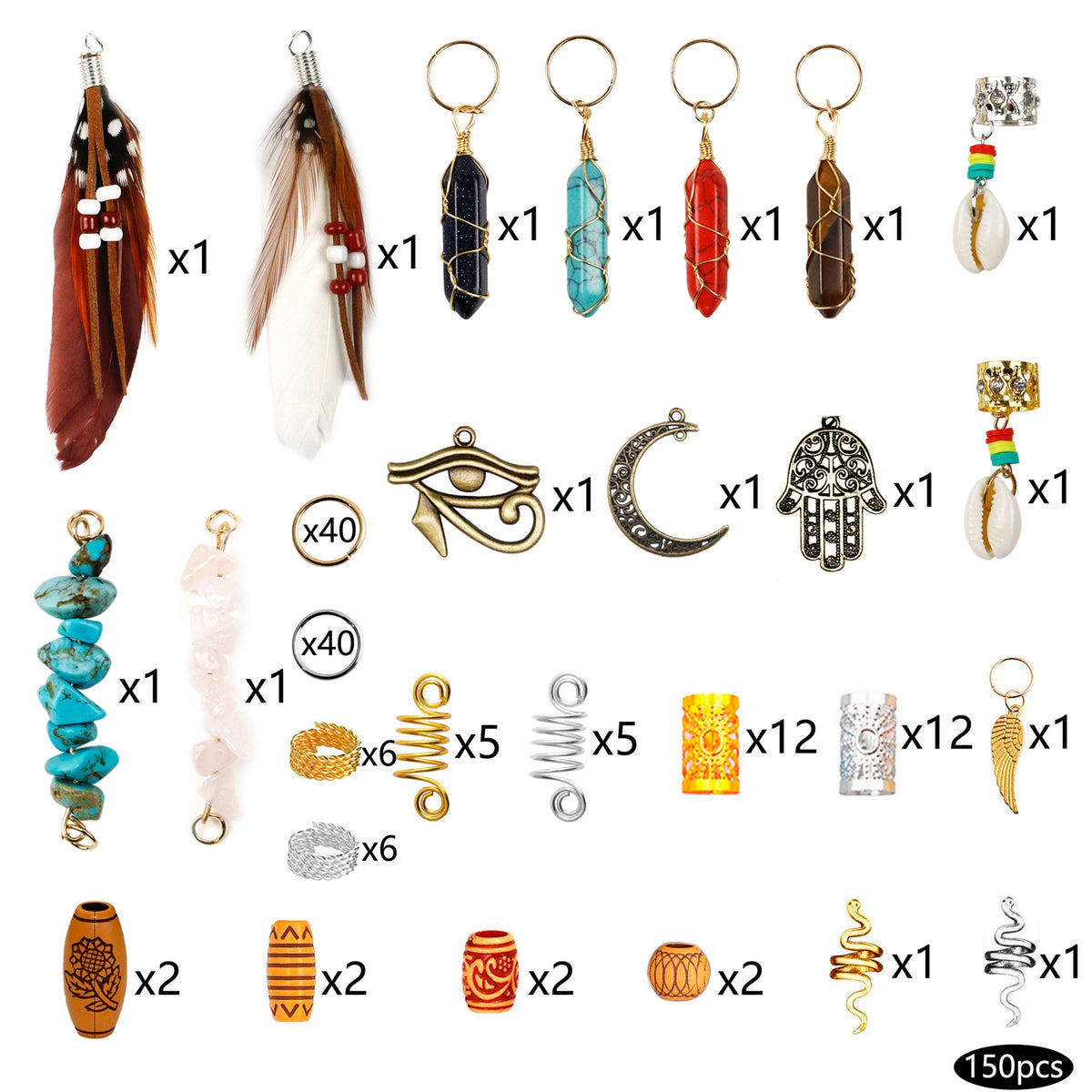 DIY Hair Jewellery Kit Braid Dreadlocks Beads Clips