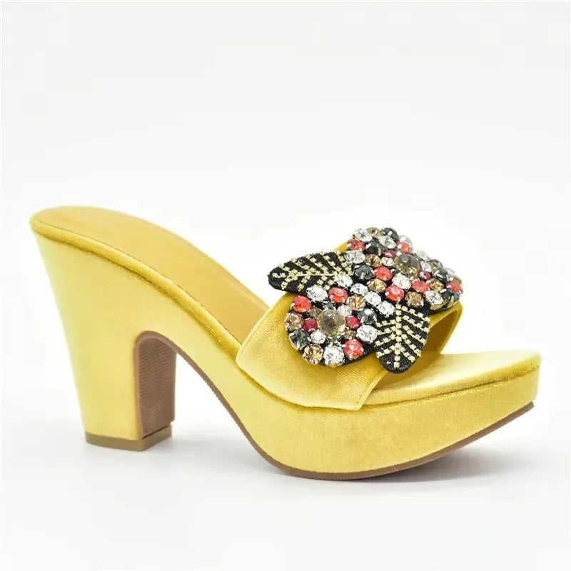 Gabby's Shoes Wedding Party Pumps with Rhinestone Platform Heels