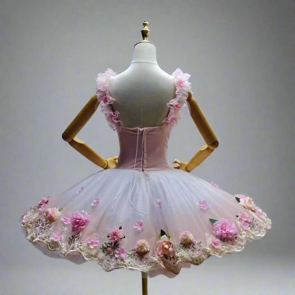 Spring Roses Custom Made High-end Professional Pancake Tutu Dress