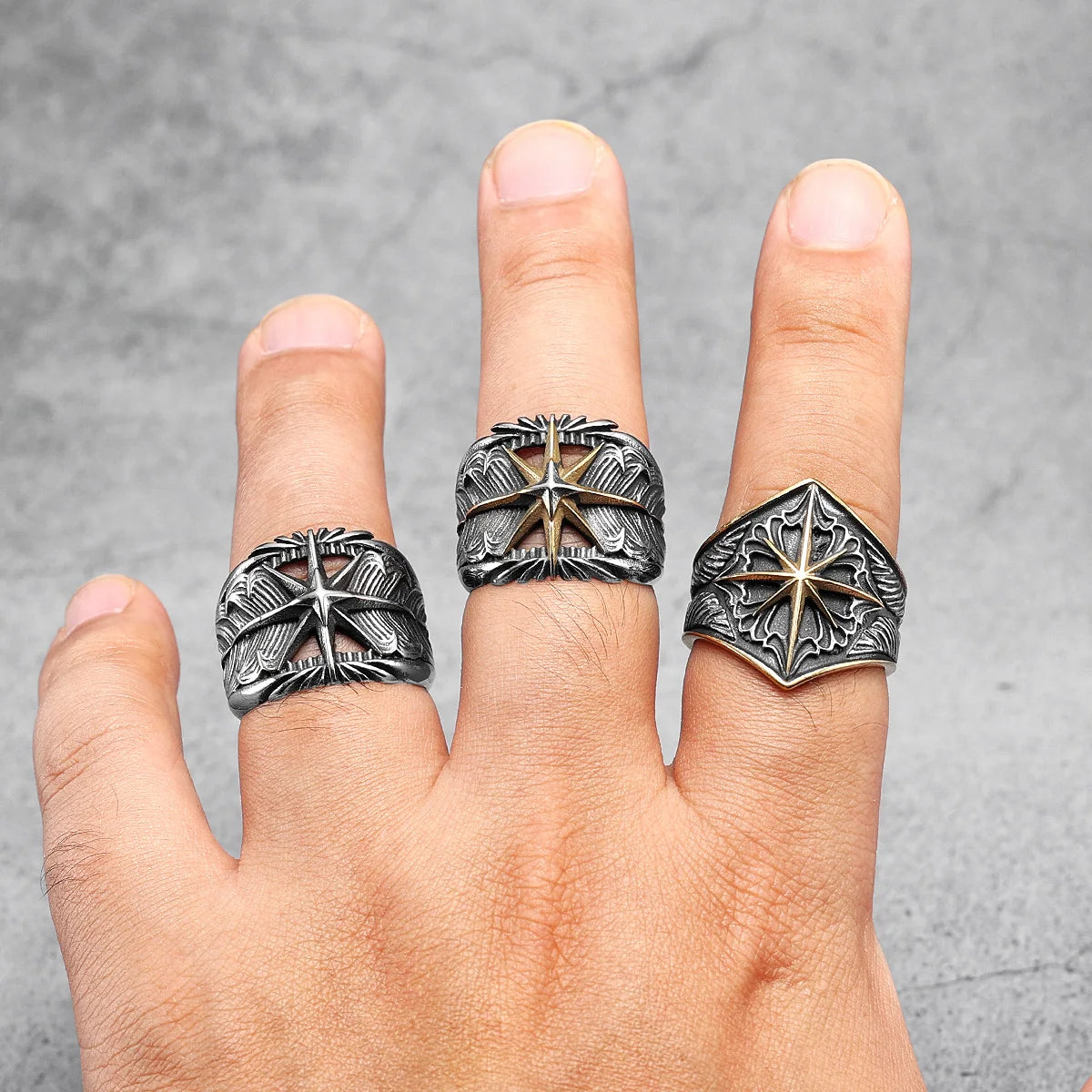Starry Night Ring Stainless Steel Men Ring