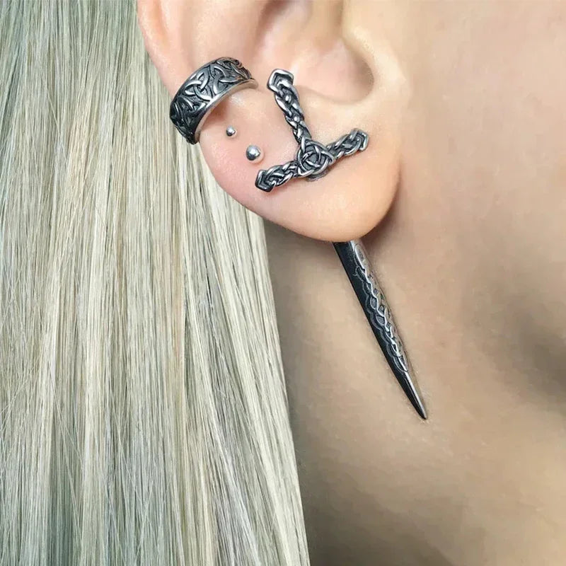 Steel Sword Medieval Gothic Piercing Stud Earring