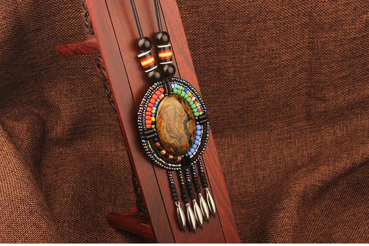 Handmade Beaded Leather Boho Necklaces