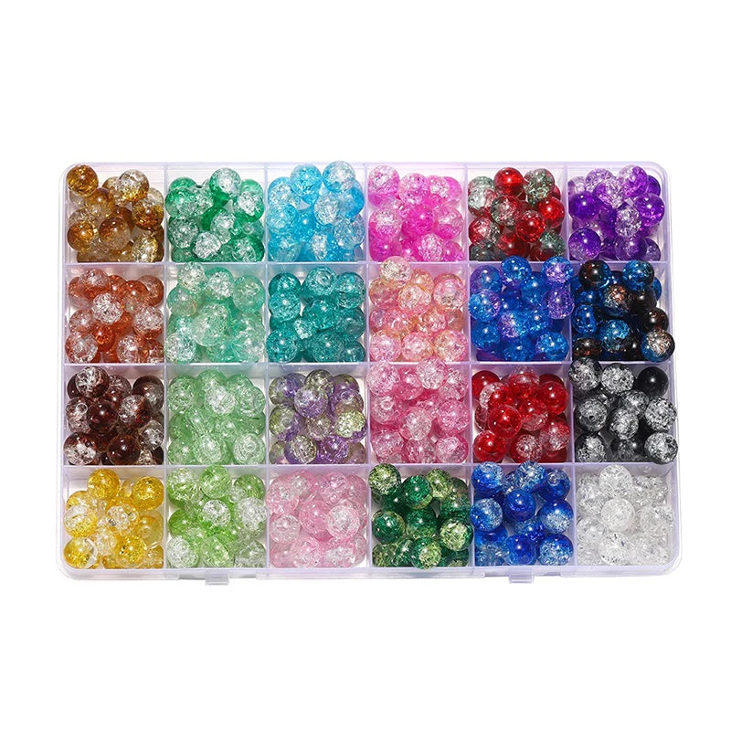 4 6 8 10mm Cracked Crystal Beads Dual Colour Glass Beads for Jewellery Making DIY