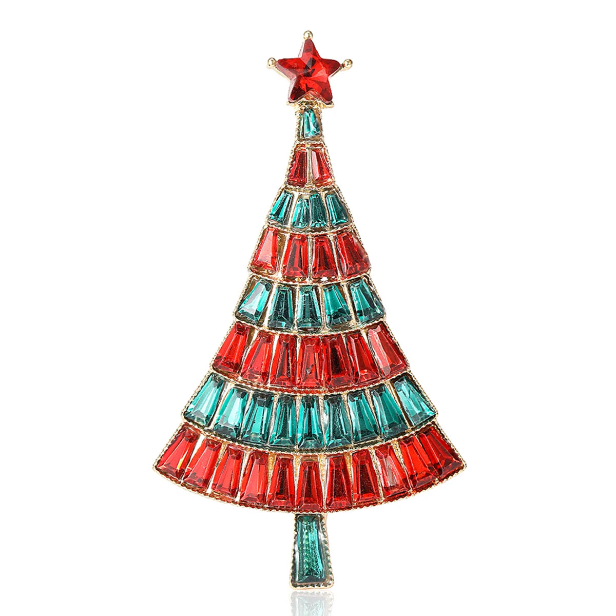 Rhinestone Christmas Tree Brooches
