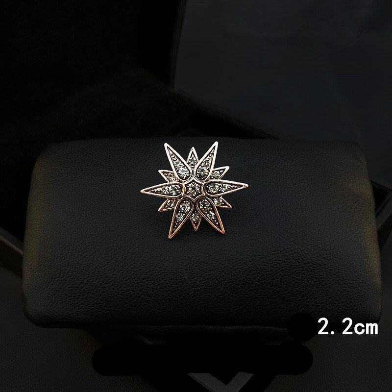 Vintage Green Crystal Star Brooches