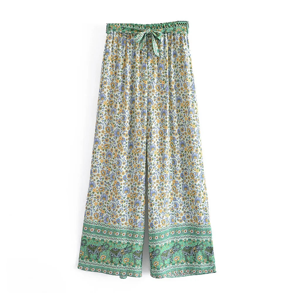 Fern's Boho Two Piece Summer Wide Leg Pant and Camisole Sets
