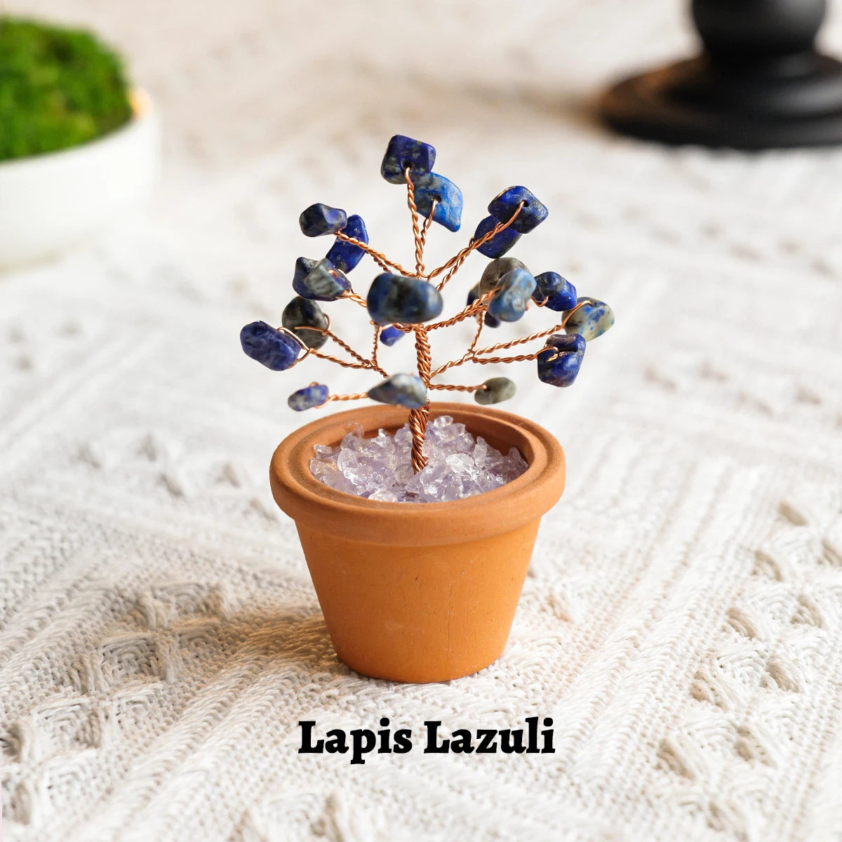 1pc Natural Crystal Mini Tree Clay Pot Amethyst Quartz Healing Gemstones Pot Plant Home Decor