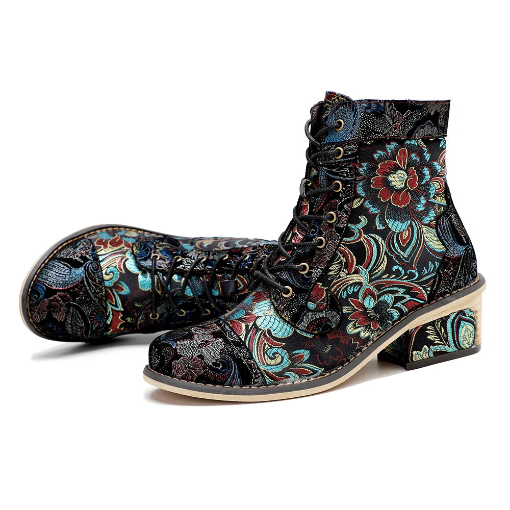 Mai's Embroidered Casual Short Boots Shoes