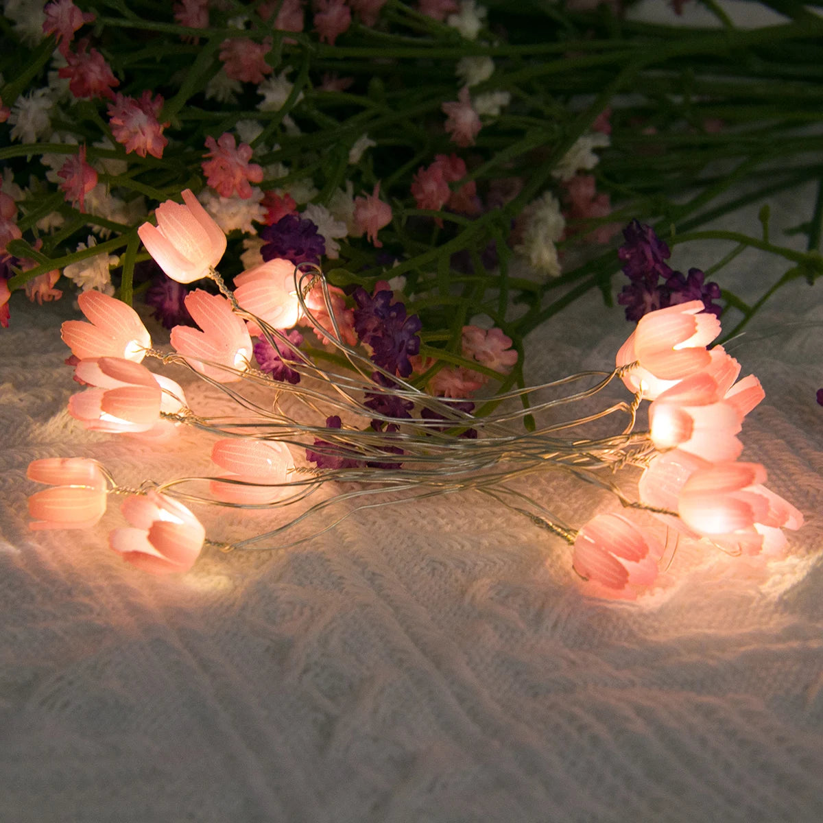 2m 20LED Tulip Flowers String Lights Fairy Twinkle Hanging LED String Lamp