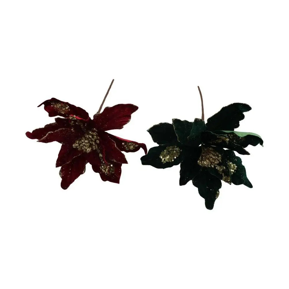 28cm Hanging Glitter Xmas Flower Christmas Decoration