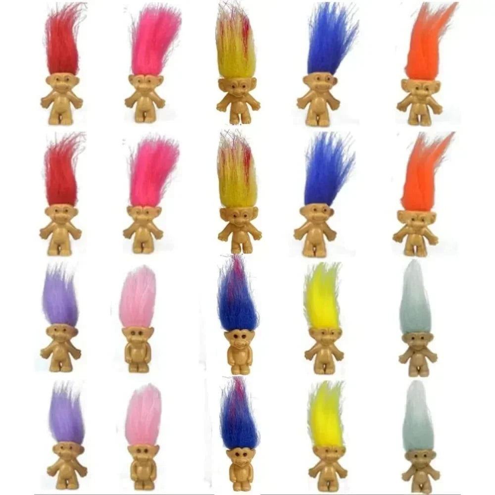 Set of Ten Mini Trolls Dolls Retro Toy Collection Gifts for Kids