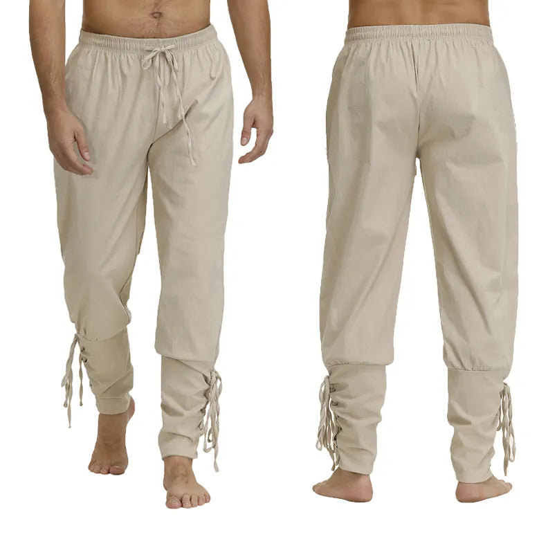 Medieval Pants Viking Costume Pirate Trousers Lace Up Renaissance LARP Cosplay