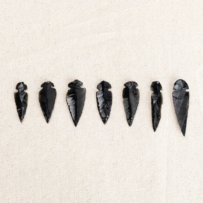 3PCS Natural Obsidian Crystal Black Spear Head Healing Energy Stone DIY Jewellery Making Home Decor