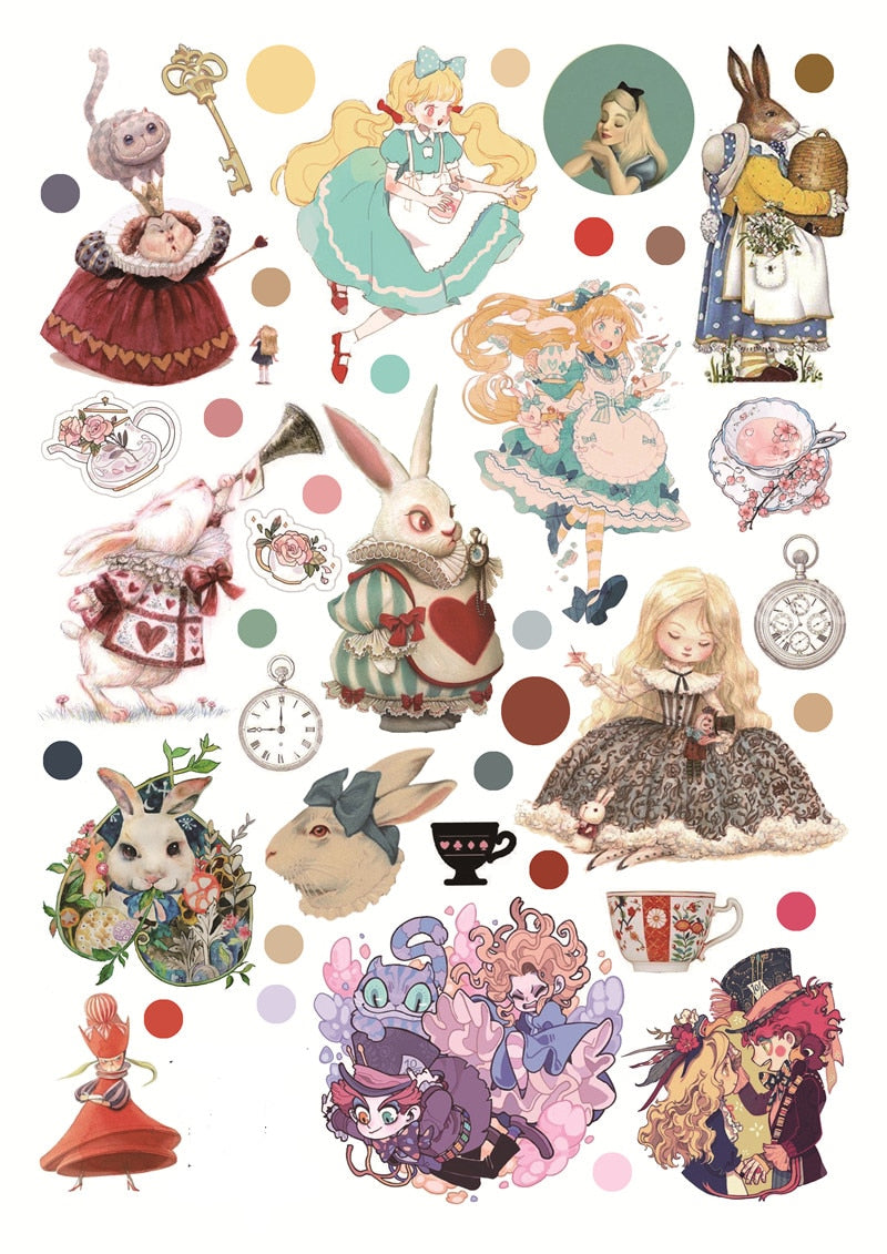Vintage Alice In Wonderland Theme Scrapbooking Stickers