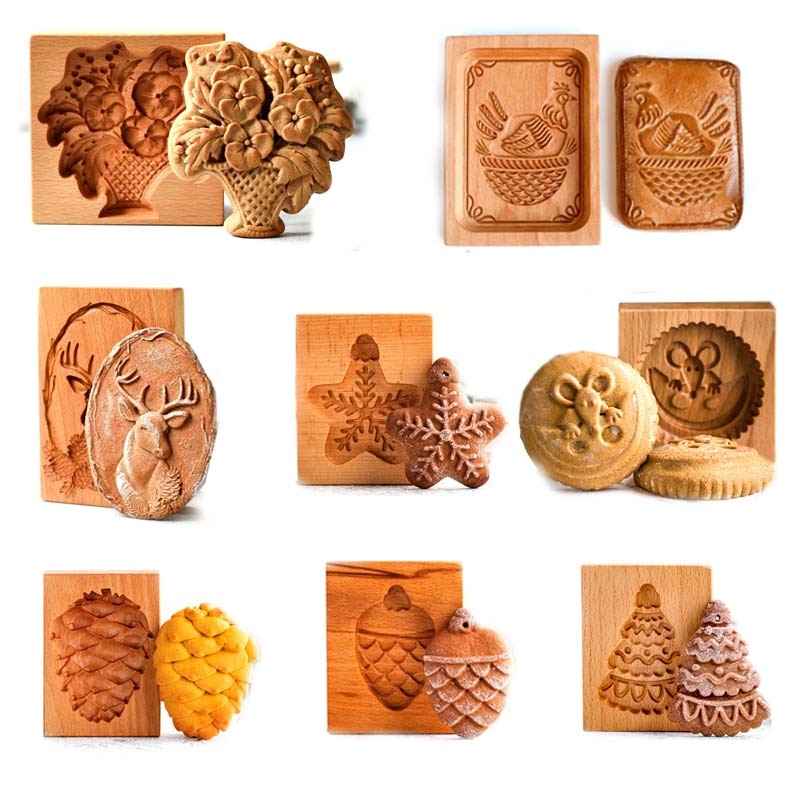 Wooden Cookie Mould Press Baking and Crafts