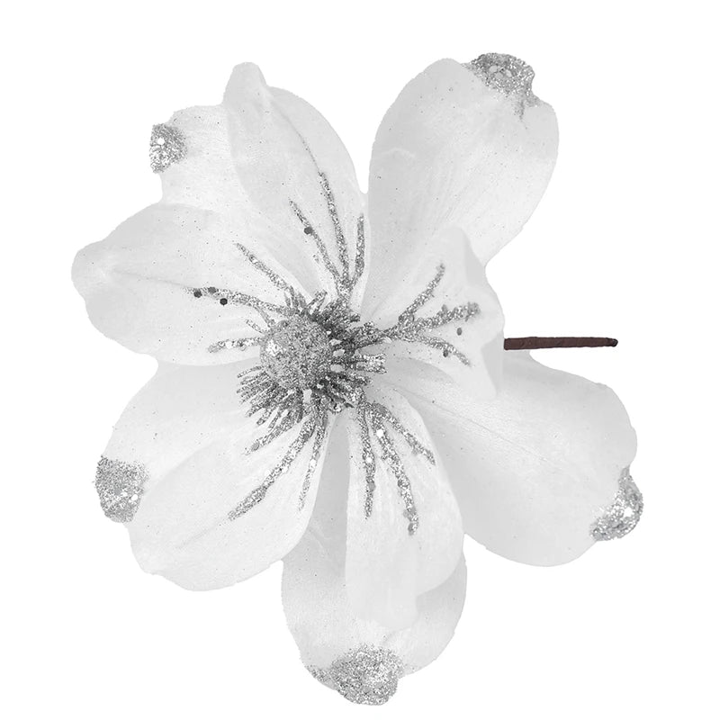 1Pcs 24cm Velvet Artificial Magnolia Christmas Flowers Bouquet Christmas Tree Ornaments Decoration