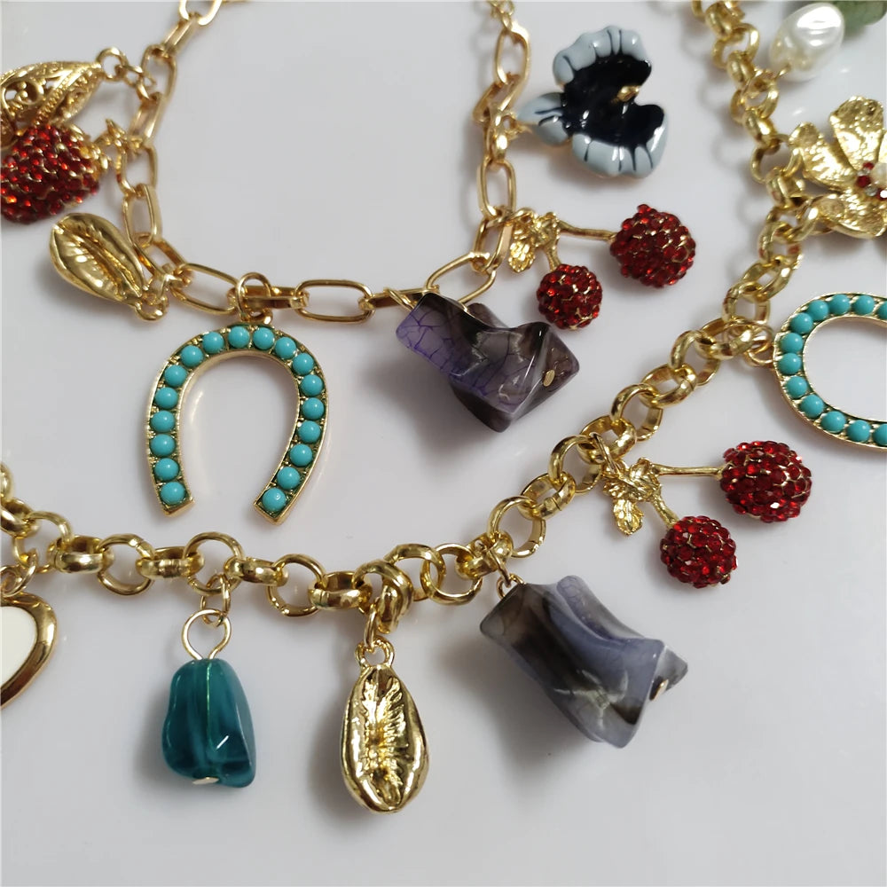 Charming Charm Bracelet and Matching Choker Necklace
