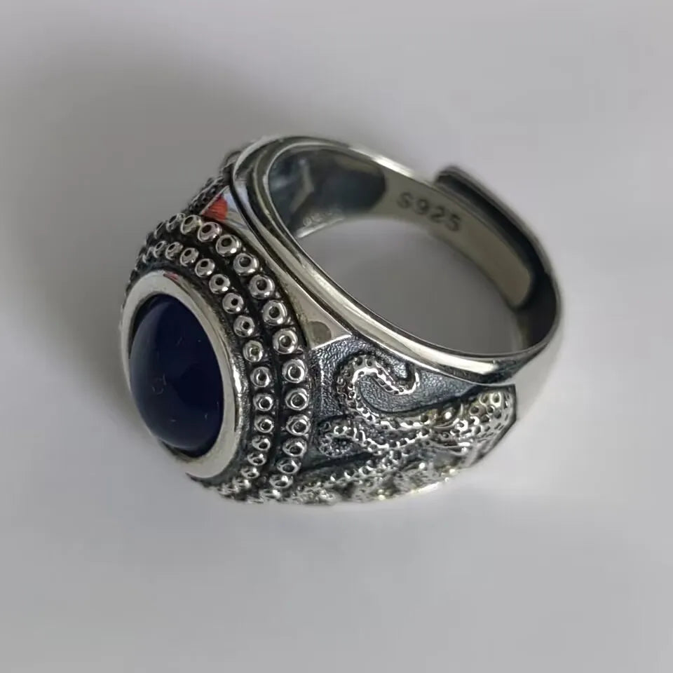 The Kraken of the Depths S925 Sterling Silver Rings Zircon Octopus