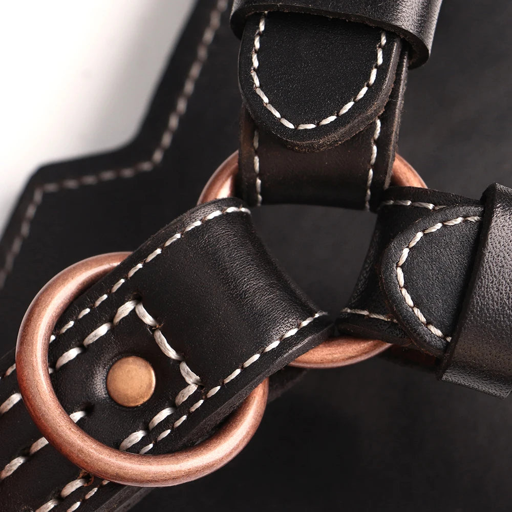Genuine Leather Dog Harness Durable Large Dogs Riveted Pet Vest With Metal Accessories Medieval Cosplay