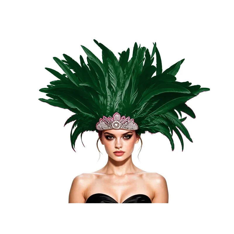Venetian Carnivale Style Glitter Sequins Feather Crown Costume Headpeice