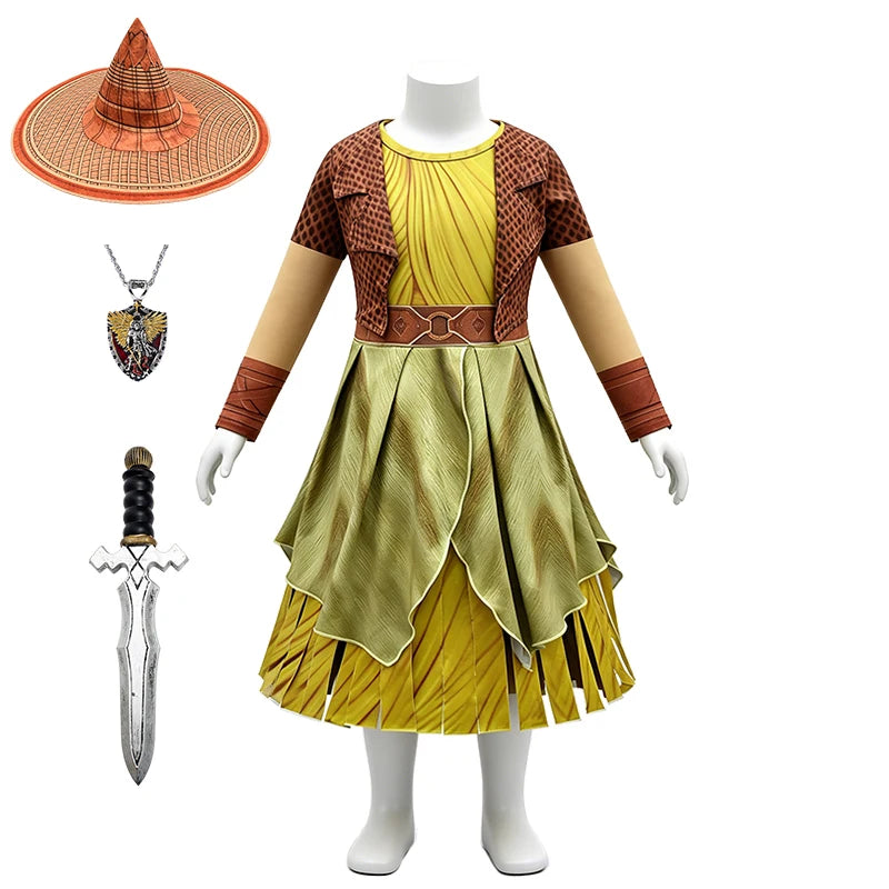 Adventure Princess Raya Warrior Girls Outfits Halloween Cosplay Last Dragon Book Week Children's Costume