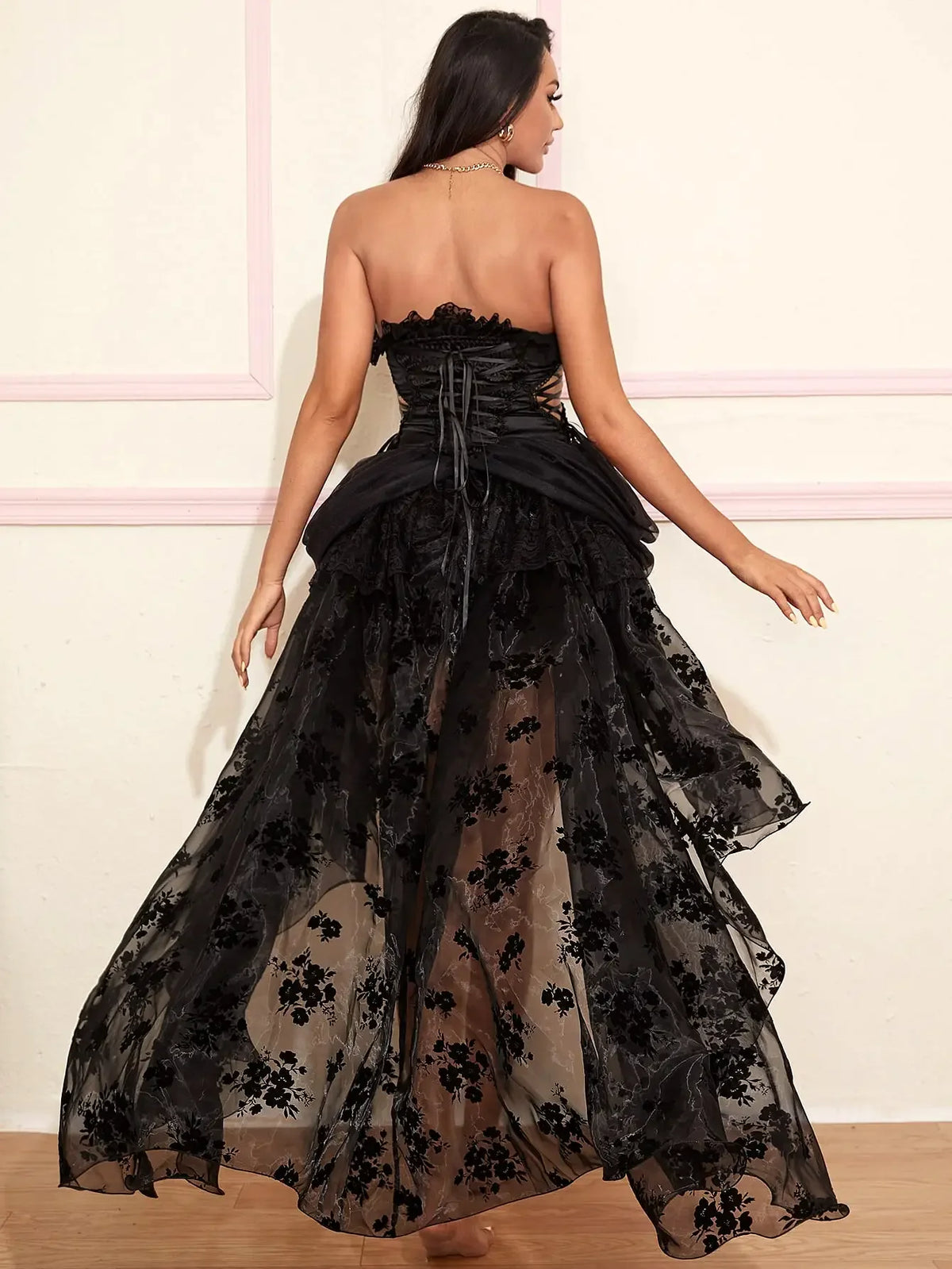 Gothic Tulle Skirt Steampunk Floral Lace