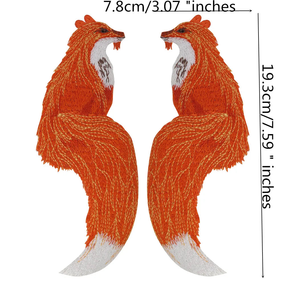 Embroidered Animal Patches Fox Black Cat Fish DIY Sew Craft