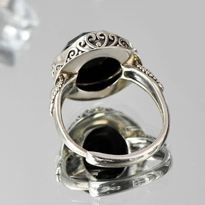 The Night's Court S925 Sterling Silver Ring Ancient Totem Rhombus Agate