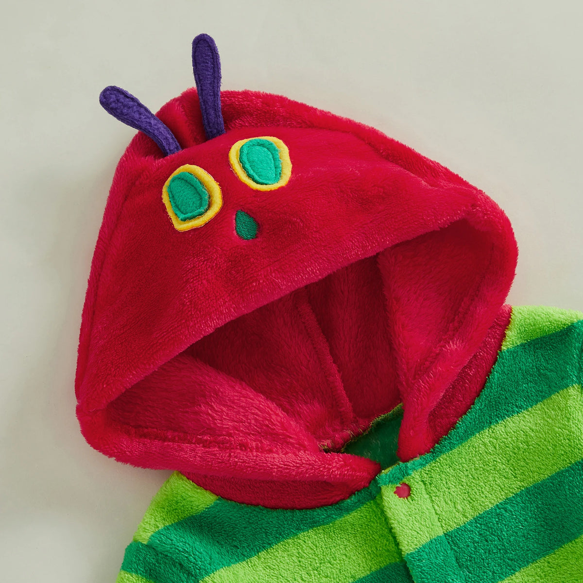 Hungry Caterpillar Baby Boys Girls Fall Winter Romper Long Sleeve Plush Costume Fleece Long Sleeve Hooded Jumpsuit
