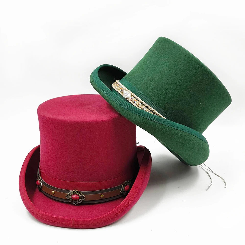 100% Fun 100% Wool Top Hats Green Red Brown Grey Navy Pink Red White Black