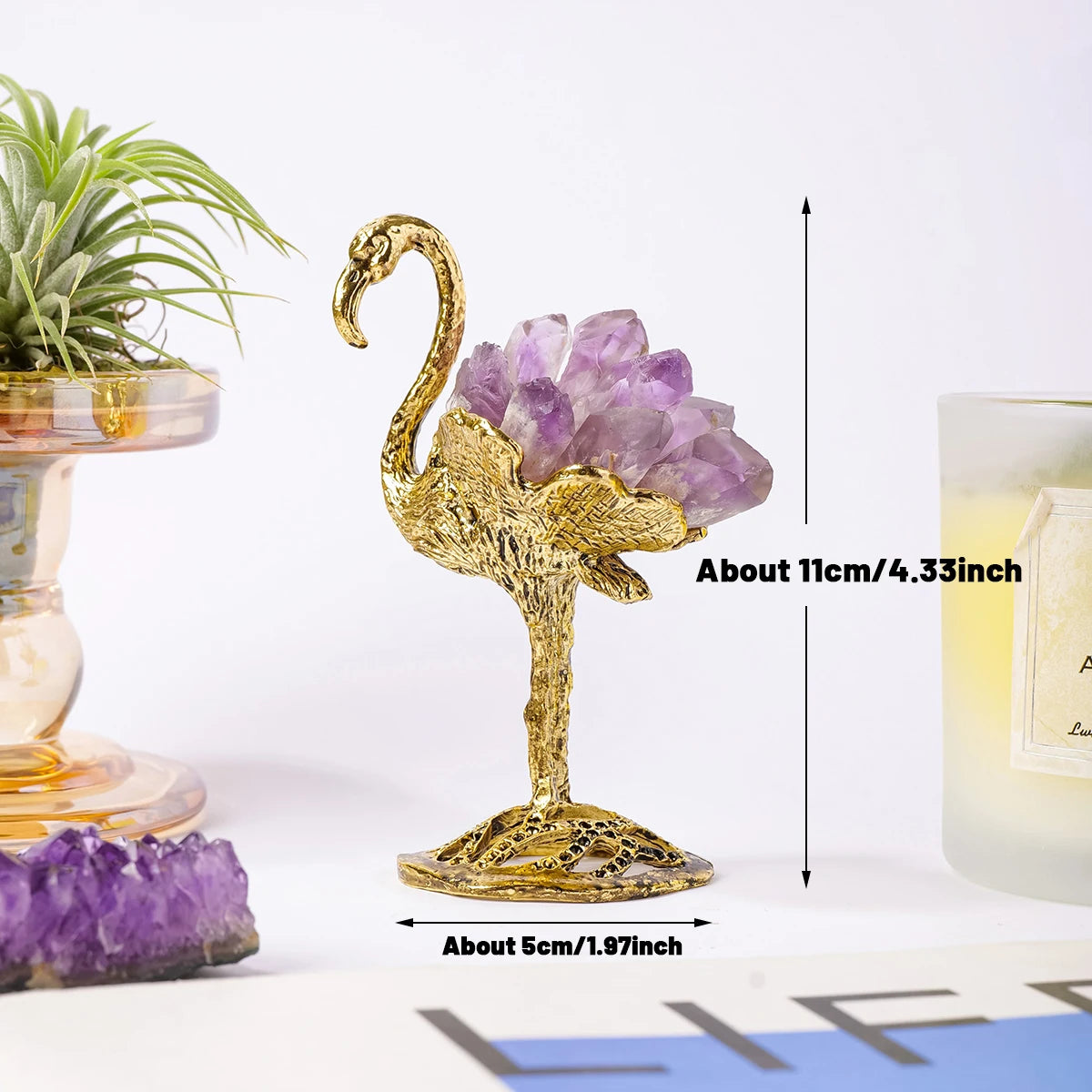 Natural Crystal Amethyst Citrine Flamingo Home Decor