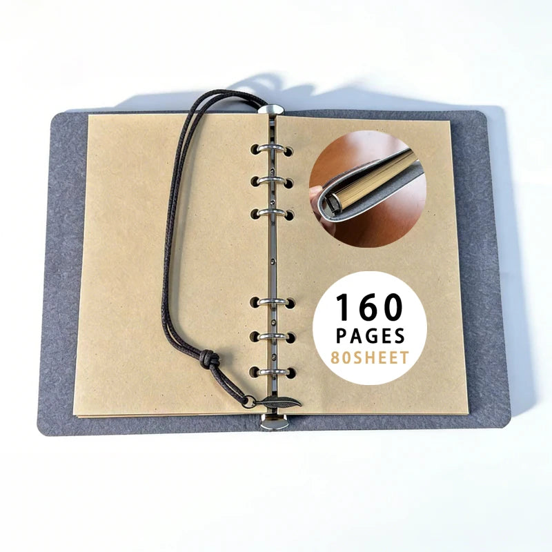 Barn Owl Embossed PU Leather Notebook Travel Journal With Feather Pendant Tie Rope