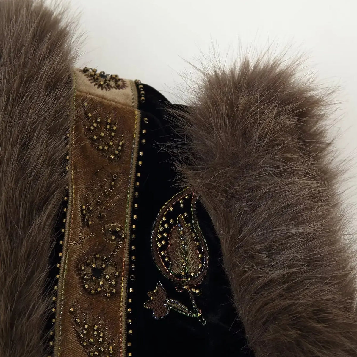 Dharma's Bead Stitched Vest Faux Fur Lined Vest