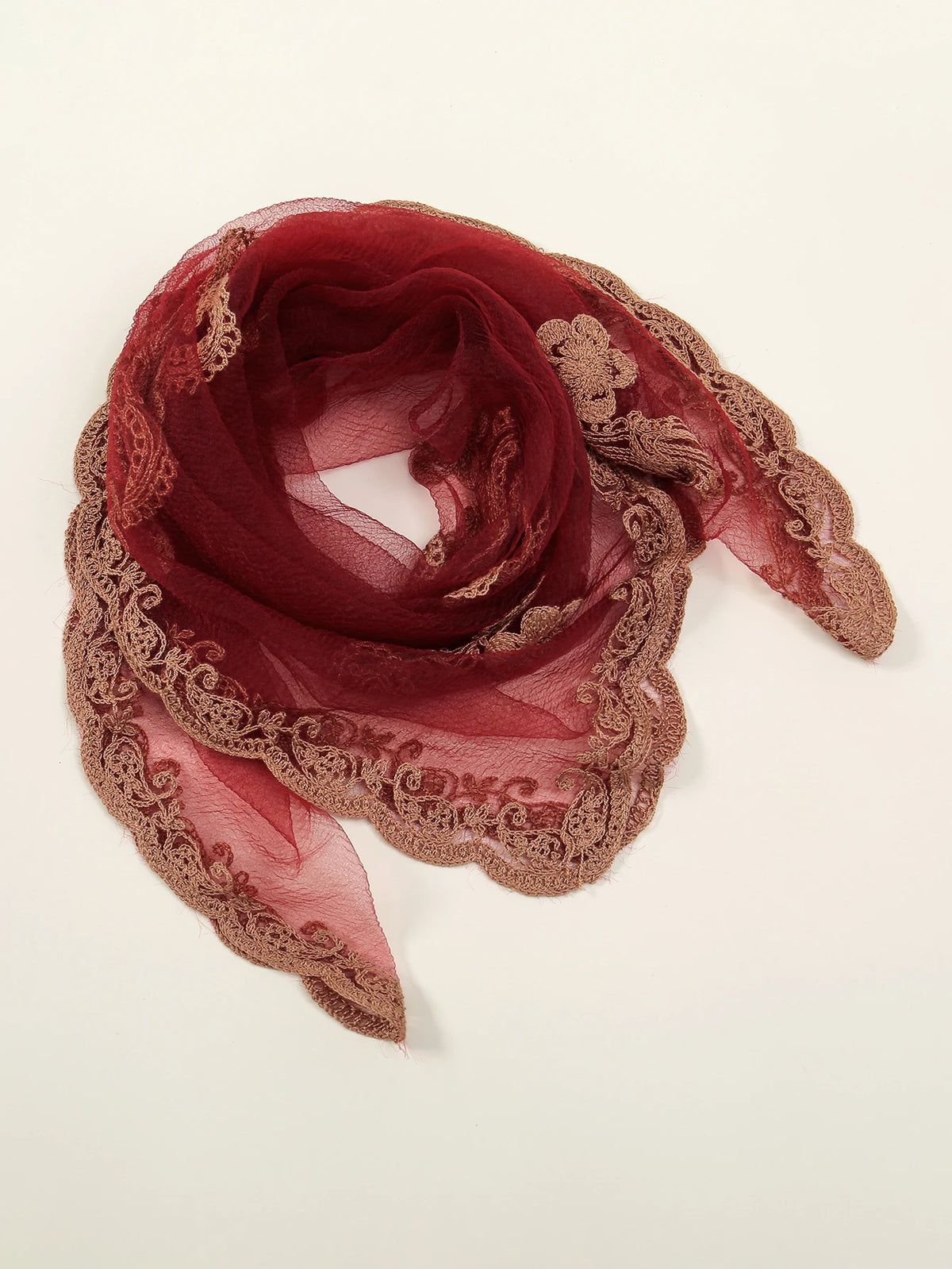 Lace Paisley Embroidered Square Bandana Scarf 23 Colours