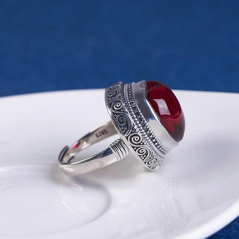 Intuitive Sage S925 Sterling Silver Ring Heart-shaped Corundum