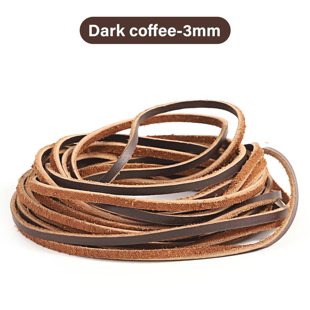 Flat Genuine Leather Cord Rope 3/5mm