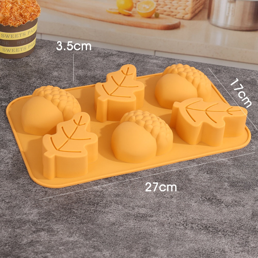 Harvest Halloween Pumpkin Pinecone Baking Soap Chocolate Candle DIY Craft Silicone Mould