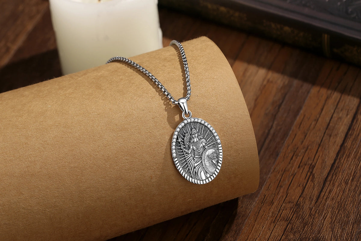 Goddess Athena Owl Pendant Necklace 925 Sterling Silver Cubic Zirconia Greek Mythology Jewellery