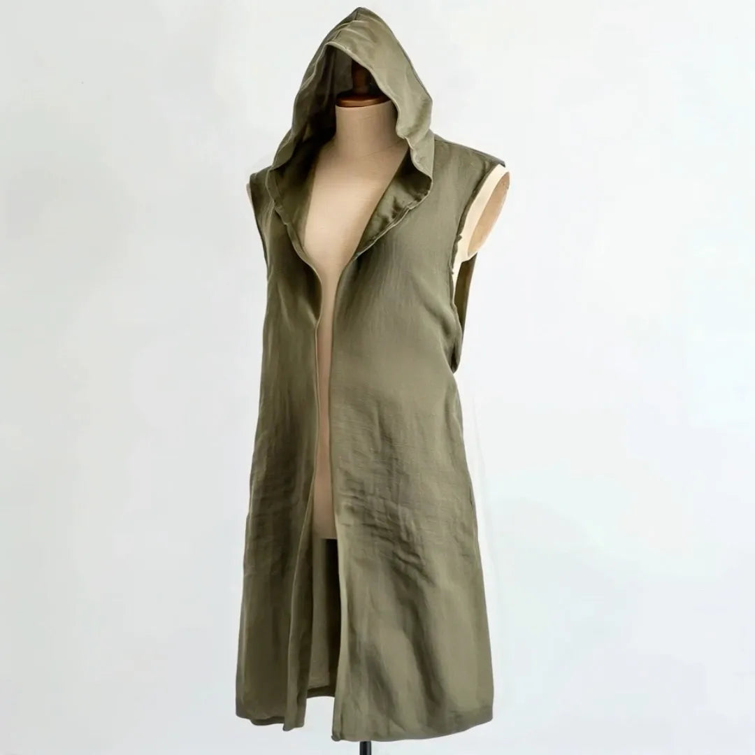 Medieval Mens Surcoat Linen Hooded Tunic Renfaire Cape LARP Ranger Cosplay